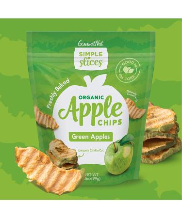 Organic Green Apple Chips - Gourmet Nut Simple Slices Made from USA Grown Apples - No Added Sugar - 3.5oz Bags - Pack of 3 - Buy Online on GoSupps.com