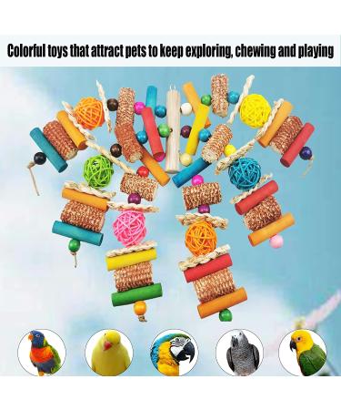 Kewkont Bird Toys - Natural Peppered Wood for Large Birds like African Greys, Macaws, Cockatoos, and Amazon Parrots - Aviary Hanging Chew Toys - Buy Online on GoSupps.com