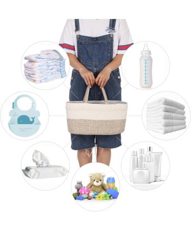 Hinwar Baby Diaper Caddy - Portable Organizer for Infants | Cotton Rope Storage Bag with Removable Divider - Perfect Newborn Shower Gift & Car Organizer (Brown) - Buy Online on GoSupps.com