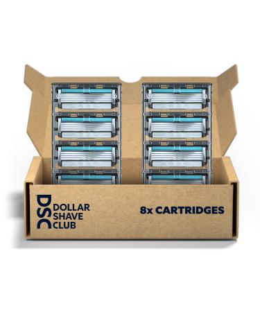 Dollar Shave Club | 4-Blade Club Razor Refill Cartridges, 8 Count | Precision Cut Stainless Steel Blades, Great For Longer Hair and Hard to Shave Spots, Optimally Spaced For Easy Rinsing, Silver/Blue 8 Count (Pack of 1)