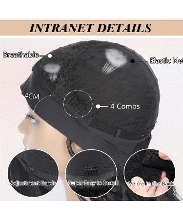 LEOSA 12 Inch Body Wave Headband Wig for Black Women - Glueless Short Bob Non Lace Front Synthetic Hairpiece - Machine Made Loose Deep Wave Headwrap Wig in 1B - Buy Online on GoSupps.com