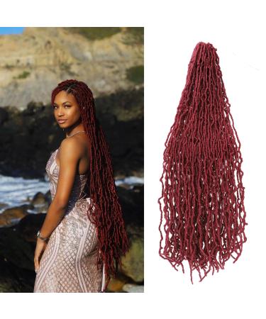 5 Packs 36 inch Soft Locs 90 Strands New Faux Locs Red Burgundy Unjoined Whole Strands Super Long Crochet Hair Pre Looped Goddess Locs for Black Women (36 Inch/5 Packs, BUG) 36 Inch (Pack of 5) BUG