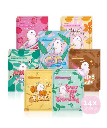 Zealsea Facial Masks Set - 14 Pieces for All Skin Types | Moisturizing Brightening & Calming Masks for Girls & Children - Buy Online on GoSupps.com