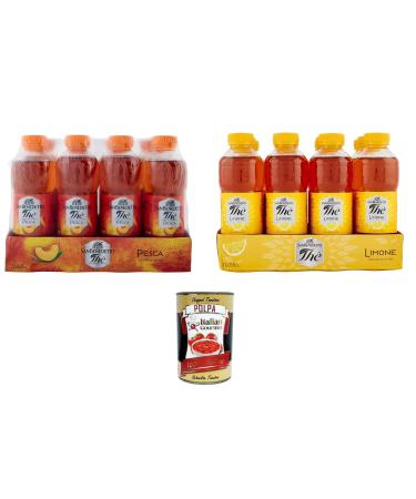 Italian Gourmet E.R. Lot de 12 th s glac s San Benedetto The Pesca rafra chissants p che 500 ml + 12 x San Benedetto The Citron 500 ml + Italian Gourmet polpa 400 g