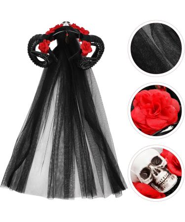 Beaupretty Black Devil Horns Headband Halloween Flower Headband Gothic Sheep Horn Headband Ram Horns Headpiece for Party 62.00X28.00X11.00CM Black 2 - Buy Online on GoSupps.com