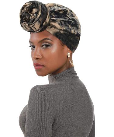 Dreshow Hair Wrap for Black Ladies - Soft Jersey Turban Headscarf & Headband Set (2 Pcs: Black/Orange) - Perfect for Long Hair & Stylish Accessories - Buy Online on GoSupps.com