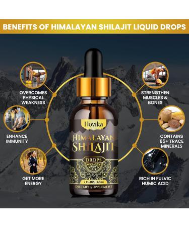 Himalayan Shilajit Resin Liquid Drops, Himalayan Shilajit Resin 600mg with Ayurvedic Blend & 85+ Trace Minerals & Fulvic Acid for Brain Booster & Energy Immune Support, 2pack 2 pack - Buy Online on GoSupps.com