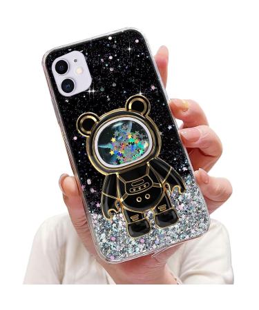 Tivenfezk Nadoli for iPhone 11 Treibsand B r astronaut Hidden Stand Shell caricature glitter astronaut stand soft silicone bling mobile phone shell.