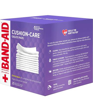 Band-Aid Brand Medium Gauze Pads 3x3 Inch (Pack of 25) - Sterile First Aid Dressing for Wounds - Buy Online on GoSupps.com