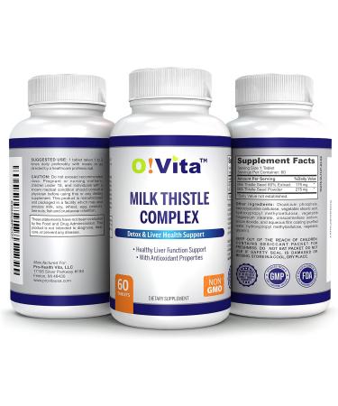 O!VITA Milk Thistle Complex Extra Strength 450mg Supports Healthy Liver Function up to 2-Month Supply (60 Non-GMO Vegan Tablets) - Buy Online on GoSupps.com