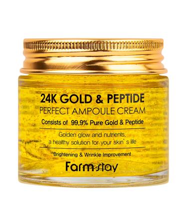 FARMSTAY 24K Gold and Peptide Perfect Ampoule Cream - 24K Gold Skin Care - Anti-Aging Skin Cream for Fine Lines and Wrinkles - Peptide Cream - 2.7 oz