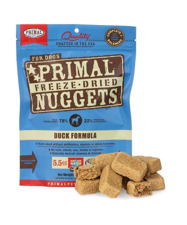 Primal Freeze Dried Dog Food Nuggets, Duck Formula (5.5 & 14 oz) - Crafted in The USA, Grain Free Raw Dog Food Duck Formula 5.5 Ounce (Pack of 1)