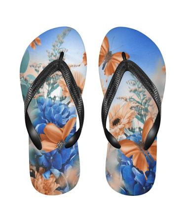Mnsruu nature floral blossom flower purple flip flop flop flip flops sandals home slippers hotel spa bedroom travel xl for men women
