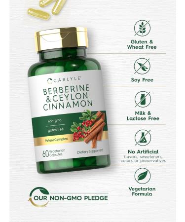 Carlyle Berberine with Ceylon Cinnamon | 60 Capsules | Vegetarian Non-GMO Gluten Free 60 Count (Pack of 1) - Buy Online on GoSupps.com