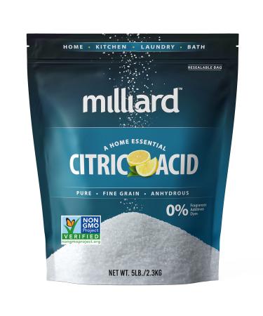 Milliard Citric Acid 5 Pound - 100% Pure Food Grade Non-GMO Project Verified (5 Pound) 5 Pound (Pack of 1)