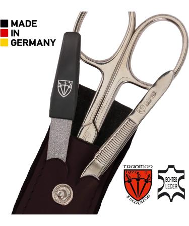 3 Swords Germany Manicure Pedicure Grooming Kit Set - Professional Nail Care Scissors, File & Leather Case - Made in Solingen Germany - Buy Online on GoSupps.com