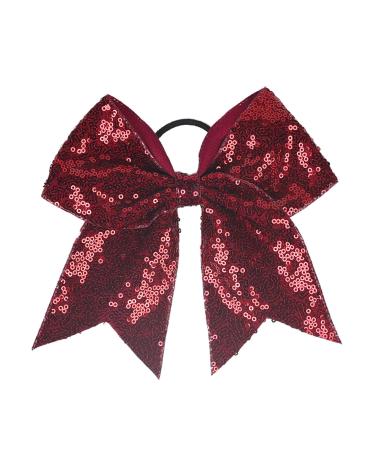 Burgundy Sequin Bow Hair Clips for Girls Large Red Cheer Hair Bows Glitter Red Hair Bow(D/D1-Type G)