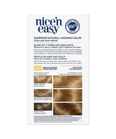Clairol Nice'n Easy 8 Medium Blonde Permanent Hair Dye - 6.26 Fl Oz - Buy Online on GoSupps.com