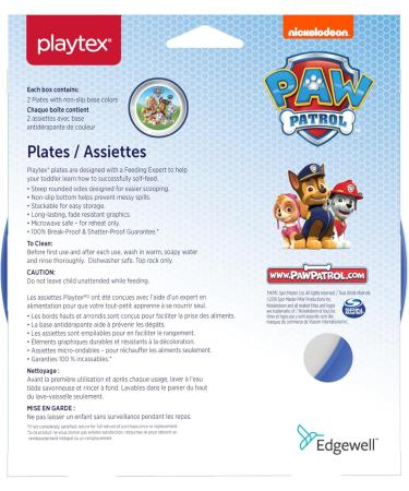 Playtex Stage 3 Paw Patrol Boys BPA Free Plate Packs of 2 Plates White/Blue - Buy Online on GoSupps.com