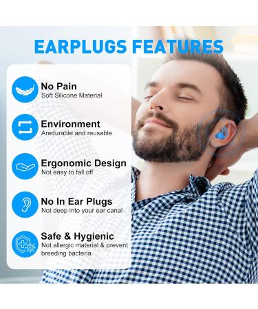 Soft Silicone Reusable Ear Plugs for Sleeping and Noise Reduction - Blue - Buy Online on GoSupps.com