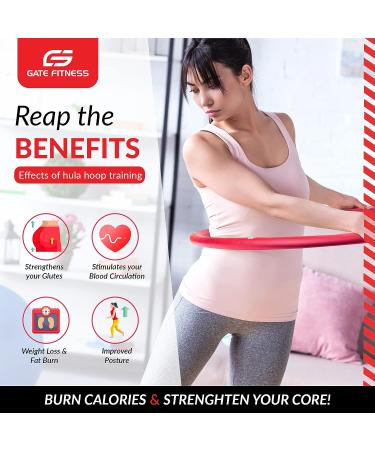 Gate Fitness Weighted Hula Hoop 3.1 lb for Adult Weight Loss - Red-Black 8 Segment Ring with Soft Foam Padding - Indoor/Outdoor Core Workouts for Fat Burning - Buy Online on GoSupps.com