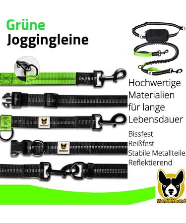 Elastic Reflective Jogging Leash - 120 cm with Adjustable Hip Strap & Bag for Hands-Free Walking Hiking & Running - Up to 200 cm Stretch - Buy Online on GoSupps.com