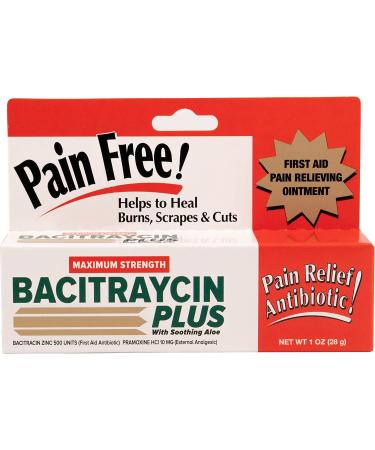 Bacitraycin Plus Max Strength Antibiotic Ointment with Pain Relief & Aloe - 1oz, 2 Pack - Buy Online on GoSupps.com