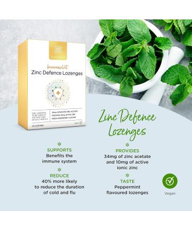 Healthspan ImmunoVit Zinc Defence Lozenges - 45ct | Cold & Flu Support | 10mg Ionic Zinc (100% NRV) | Vegan | Peppermint Flavor - Buy Online on GoSupps.com