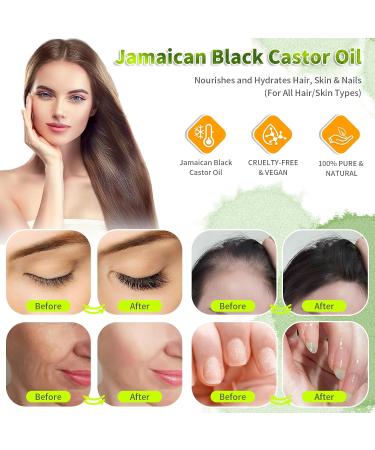 WHLH & WELL-BEING Jamaican Black Castor Oil - 100% Pure Organic Massage & Essential Oil (2PCS) for Hair Skin Face Eyelashes & Beard - Buy Online on GoSupps.com