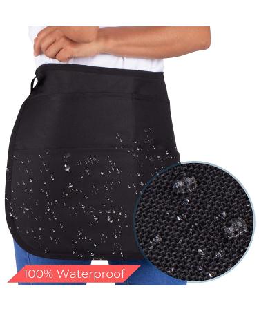 SupplyMaid Waterproof Waist-Length Hair Stylist Apron - 5 Pockets, Bleach-proof, Ideal for Barber, Salon, Cutting and Styling - Cosmetology Black - Buy Online on GoSupps.com