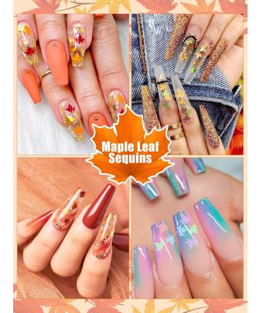 3 Boxes Maple Leaf Nail Sequins | Kalolary Holographic Fall Leaf Glitter for DIY Nail Art | Perfect for Seasonal Nail Decorations - Buy Online on GoSupps.com