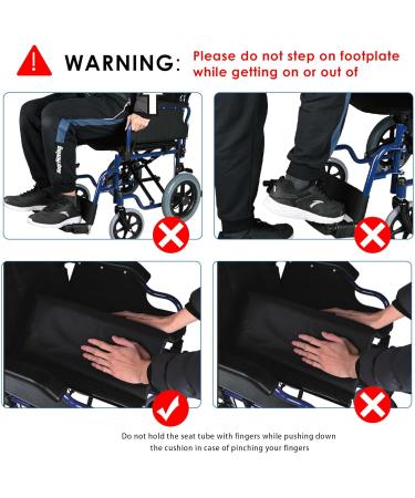 LIVINGbasics Light Weight Transport Wheelchair With Hand Brakes 17.7-Inch Wide Seat Foldable Support Weight Upto 220 Lbs - Buy Online on GoSupps.com