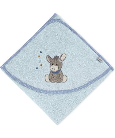 Buy Sterntaler Baby Hooded Towel Emmi - 100% Cotton Quick Dry Bath Towel & Play Gloves - 100x100 cm Light Blue Bundle - Buy Online on GoSupps.com