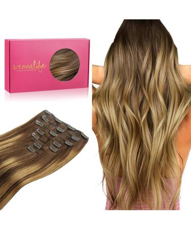 If Salife Clip in Extensions Real Hair 35cm 14 inches 120g 7Pcs Balayage chocolate brown to caramel blonde hair extensions clip in real hair remy clip in hair extension real hair extensions 35cm-12/27/4 balayage chocolate brown to caramel blonde