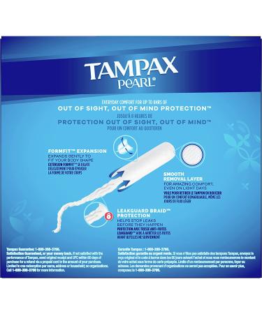 Tampax Pearl Tampons Regular Absorbency 100 Count, BPA-Free Plastic Applicator, LeakGuard Braid, Unscented - Pack of 2 - Buy Online on GoSupps.com