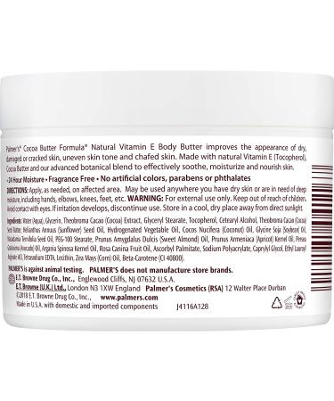 Palmer's Natural Vitamin E Body Butter 7.25 oz - Nourishing Moisturizer for Soft Skin - Buy Online on GoSupps.com