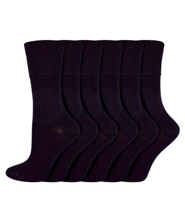 IOMI 6 Pair Womens Bamboo Diabetic socks Extra Wide Loose Non Binding Socks 5-9 Black