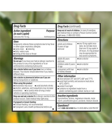 Cabinet: All Day Allergy Relief Cetirizine 10mg for Non-Drowsy Relief from Common Allergy Symptoms (Refill Pouch) - Buy Online on GoSupps.com