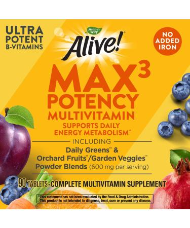 Nature's Way Alive! Max3 Daily Multi-Vitamin â€“ No Iron, 90 Tablets for Optimal Health - Buy Online on GoSupps.com