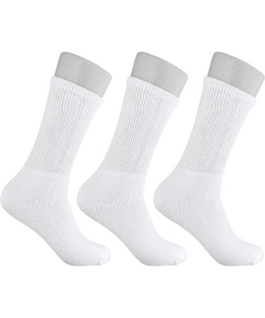 Personal Touch Diabetic Crew Socks 3-Pack - Men's & Women's Size 9-11 (White) - Buy Online on GoSupps.com