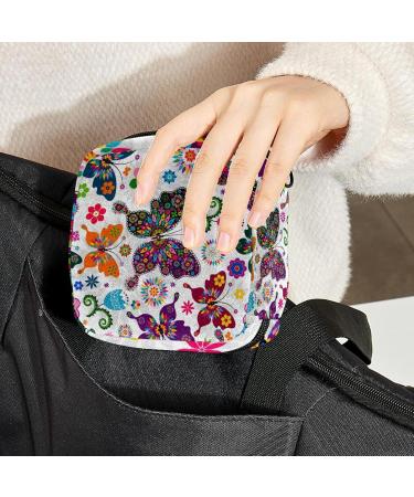 Colorful Butterfly Floral Bandage Storage Bag for Women & Girls - Portable Menstrual Cup Bags - Buy Online on GoSupps.com