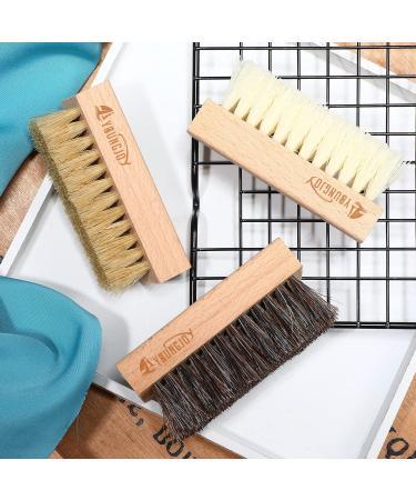 Dual Sided Sneaker Shoe Cleaner Brush Set with Boar and Plastic Bristles + Microfiber Cloth - Buy Online on GoSupps.com