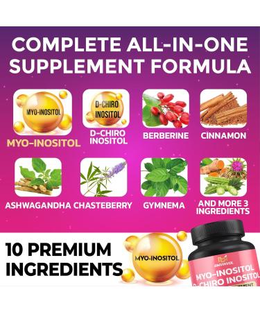 BMVINVOL Inositol Supplement - Myo-Inositol and D-Chiro Inositol Ideal 40:1 Ratio - Plus Berberine Cinnamon Ashwagandha + 5 More - 90 Capsules 90 Count (Pack of 1) - Buy Online on GoSupps.com
