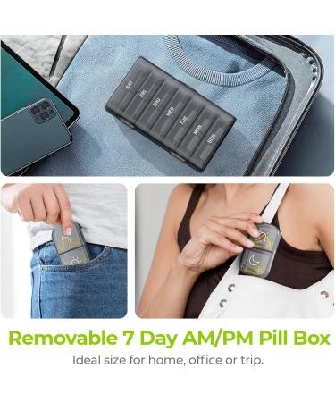 Buy AUVON XL Weekly Pill Organizer - 7 Day AM PM Pill Box with Easy Openings for Medication & Vitamins - Gray Privacy Protection - Buy Online on GoSupps.com