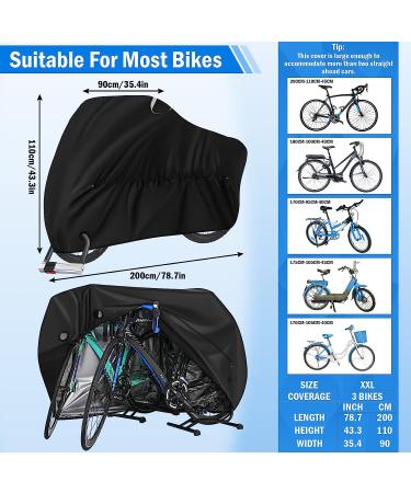 Outdoor Waterproof Bike Cover for 1-3 Bikes | Heavy Duty Ripstop Storage with Reflective Strips - Anti Dust, Rain, Snow, UV | Mountain & Road Bikes | Black - Buy Online on GoSupps.com