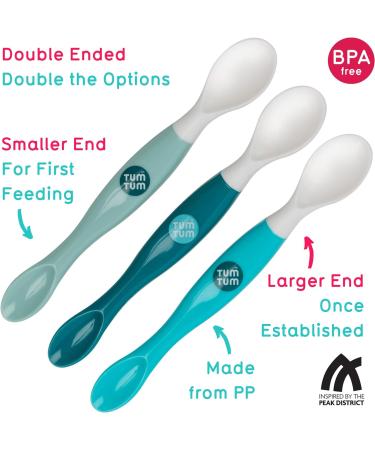 TUM TUM 3pc Swapsie Weaning Spoons Set - Double Ended Baby Spoons (Blue) - BPA & Dishwasher Safe - Buy Online on GoSupps.com