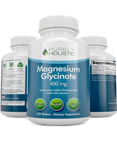 Magnesium Glycinate 400mg Tablets - 270 Count, Highly Bioavailable, Vegan, Non-Buffered for Cramp Defense - Buy Online on GoSupps.com