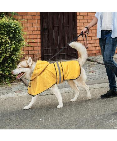 Adjustable Waterproof Dog Raincoat - Reflective Hooded Jacket for Large Dogs - Yellow - Buy Online on GoSupps.com