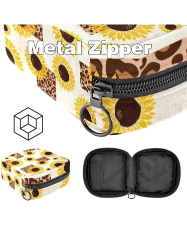 MUOOUM Geometry Leopard Sunflowers Sanitary Napkin Storage Bag - Portable Menstrual Cup Pouch - Buy Online on GoSupps.com