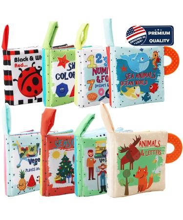 First Soft Cloth Crinkle Books for Babies Infants Toddlers Baby Books 0-6 Months Infant Baby Toys 6 to 12 Months 1 2 3 Years Old Baby Girl Boy Shower Gifts Set  Early Learning Education Sensory Toys